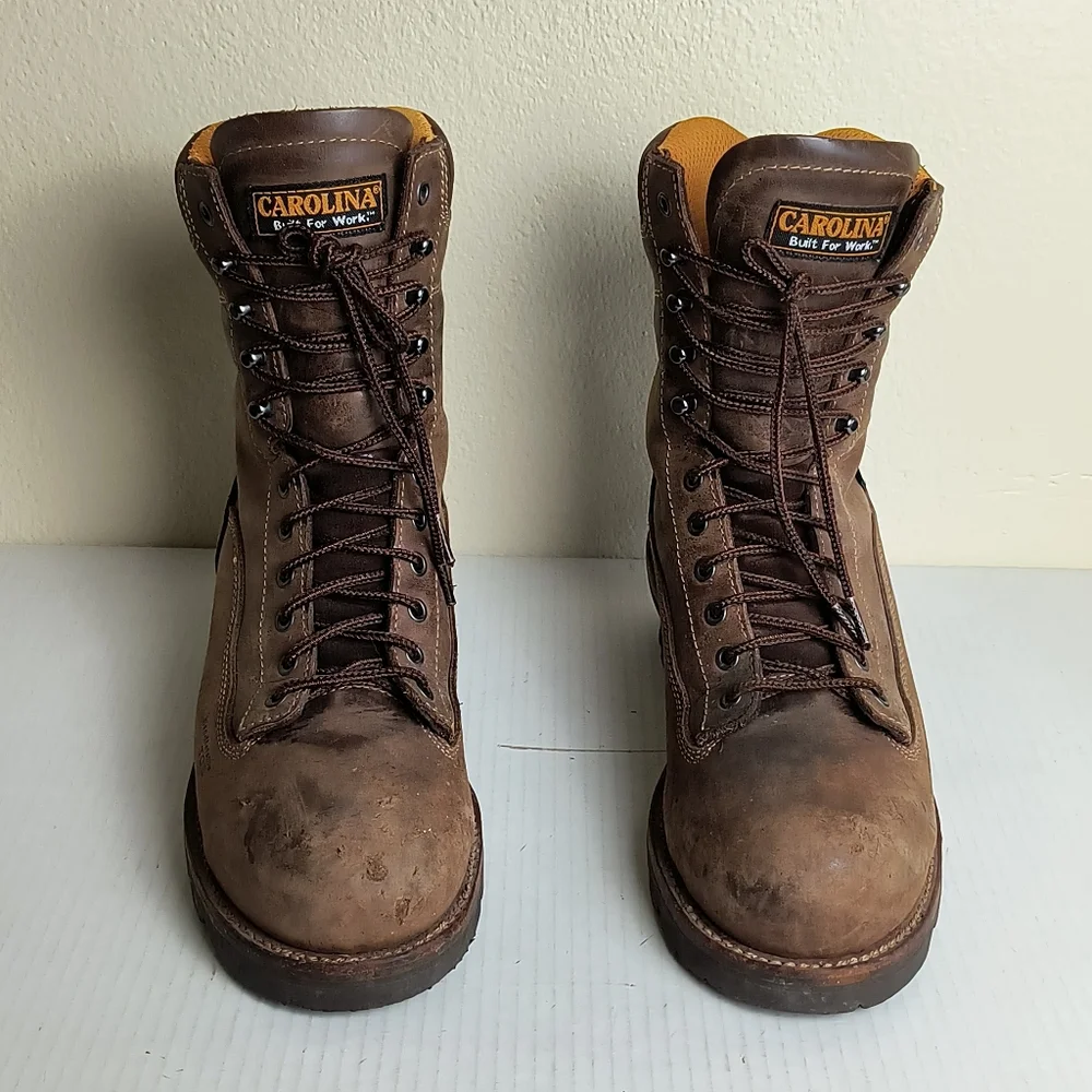 Carolina Birch 8.5 Brown High-Top Leather Combat Boots Durable Soles - Vibram